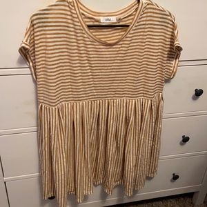 Camel Striped Babydoll Shirt